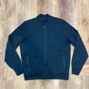 Public Rec Crosstown Bomber Jacket Mens Medium Black Full Zip Pockets Stretch